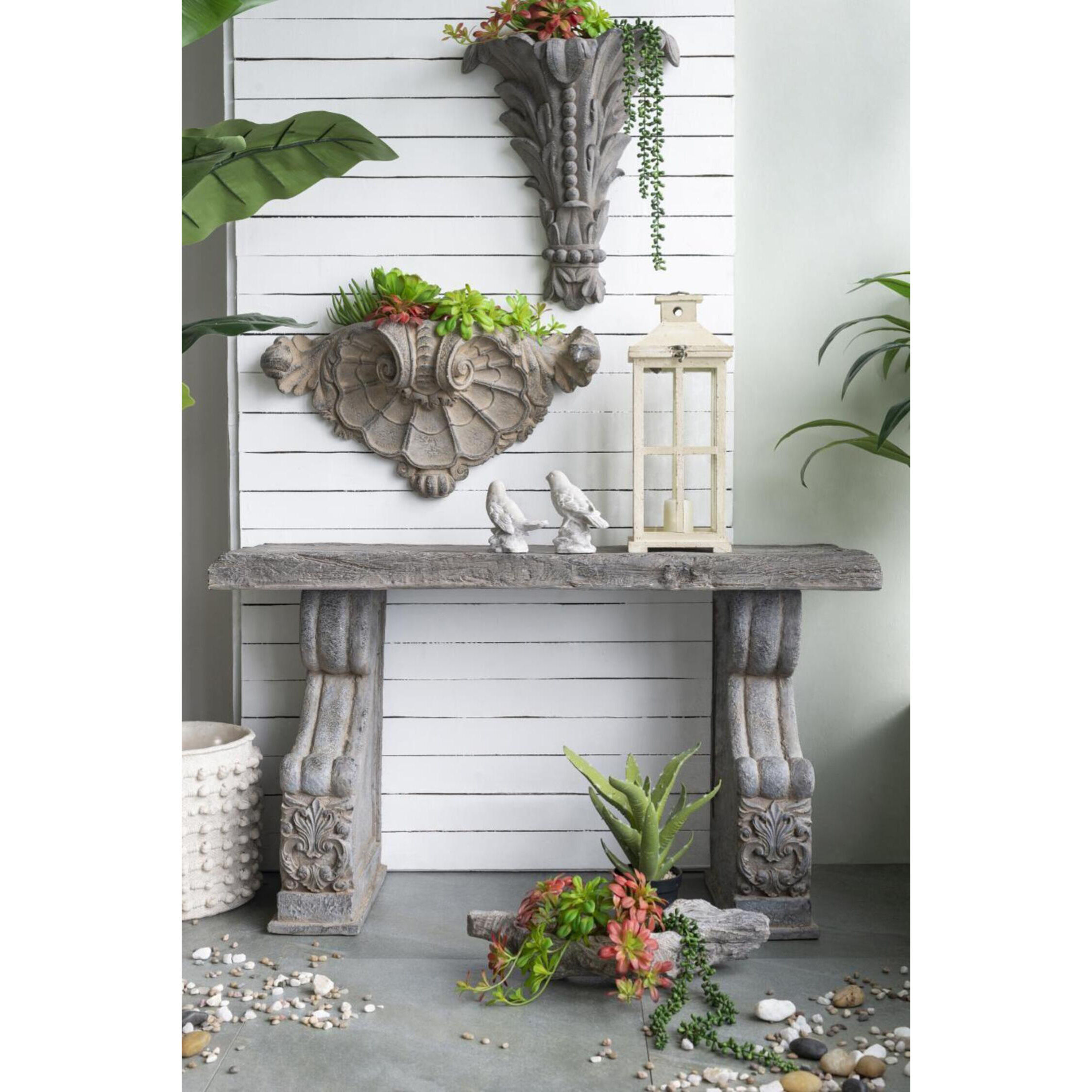 Reed 11.5 inch White Lantern, Set of 2