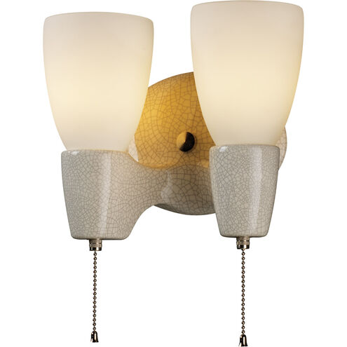 Euro Classics Ovalesque 2 Light 10 inch Brushed Nickel with Sienna Brown Crackle Double Arm Wall Sconce Wall Light