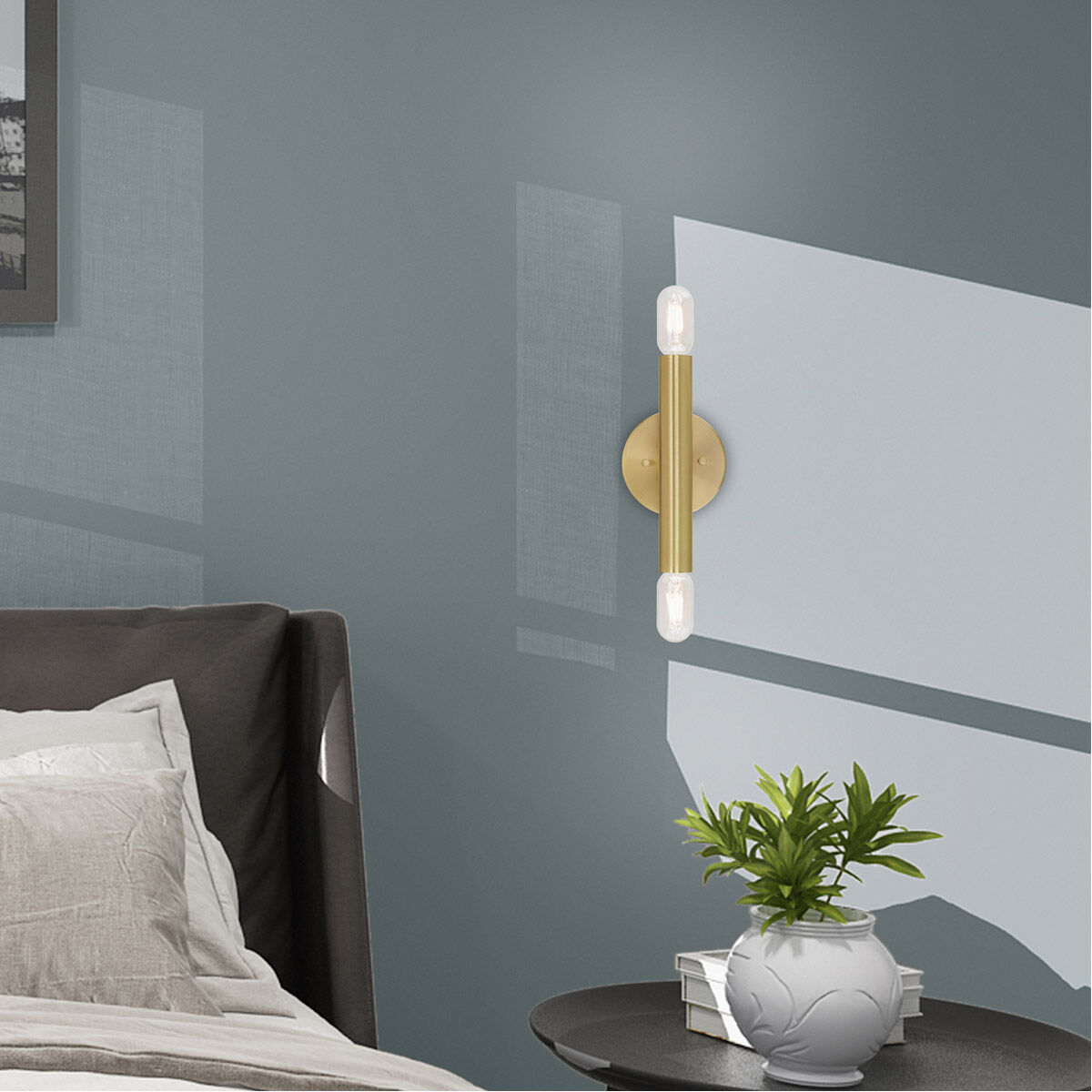 Copenhagen 2 Light 5 inch Satin Brass ADA ADA Wall Sconce Wall Light