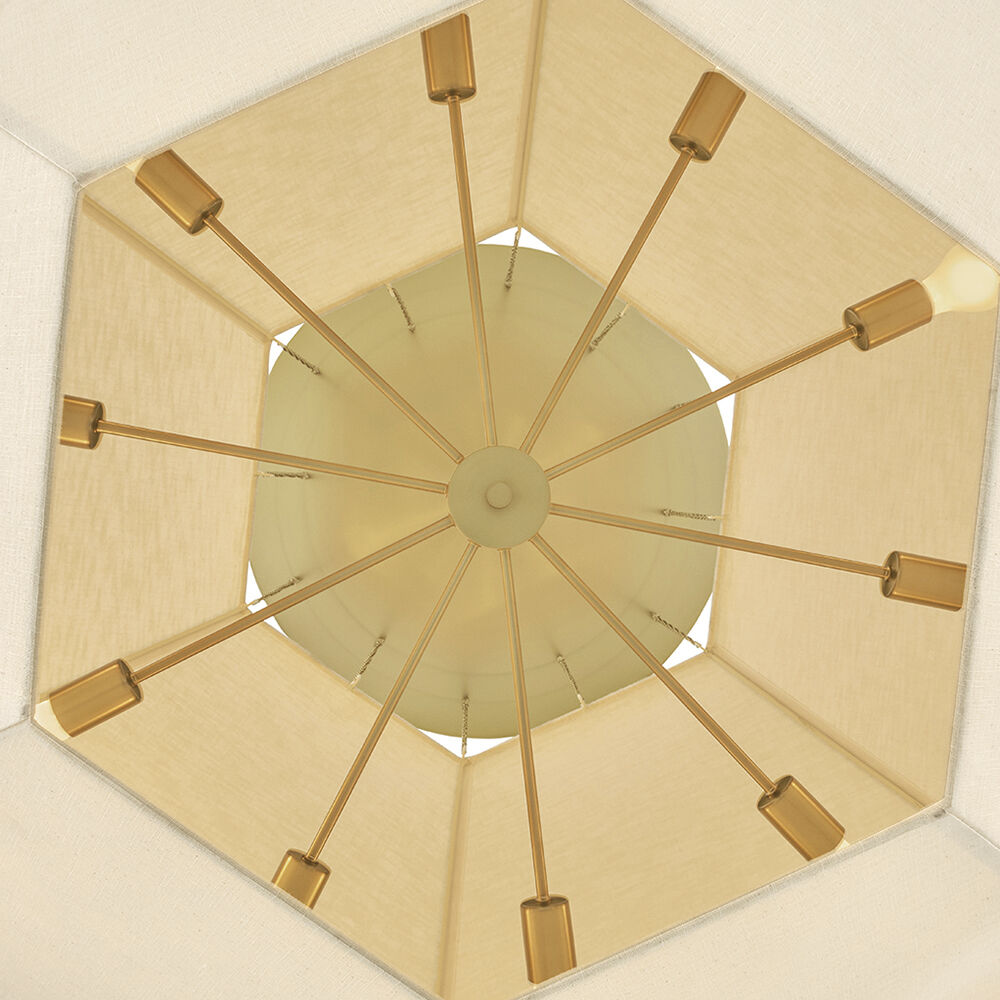 Lisa McDennon Lyla 10 Light 50.5 inch Lacquered Brass Chandelier Ceiling Light, Drum