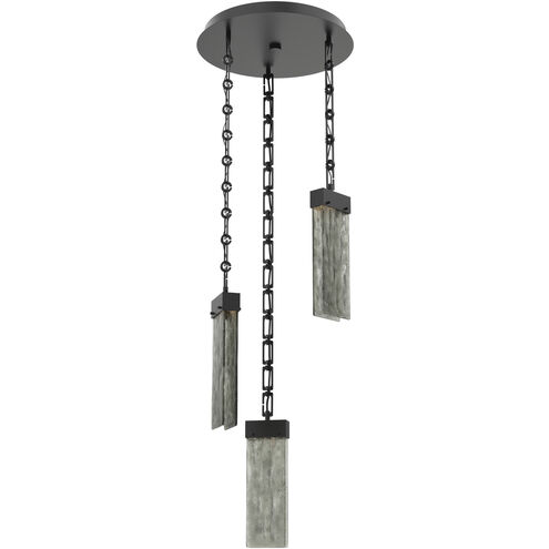 Parallel LED 16.5 inch Matte Black Multi-Pendant Ceiling Light in 3000K LED, Smoke Granite, Rectangular Chain