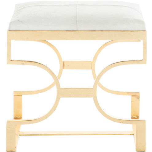 Connelly 19 inch Royale Leaf / Natural Ivory Hide Ottomans Stool
