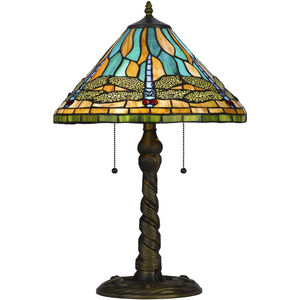 3108 Tiffany 24 inch 60.00 watt Antique Brass Table Lamp Portable Light