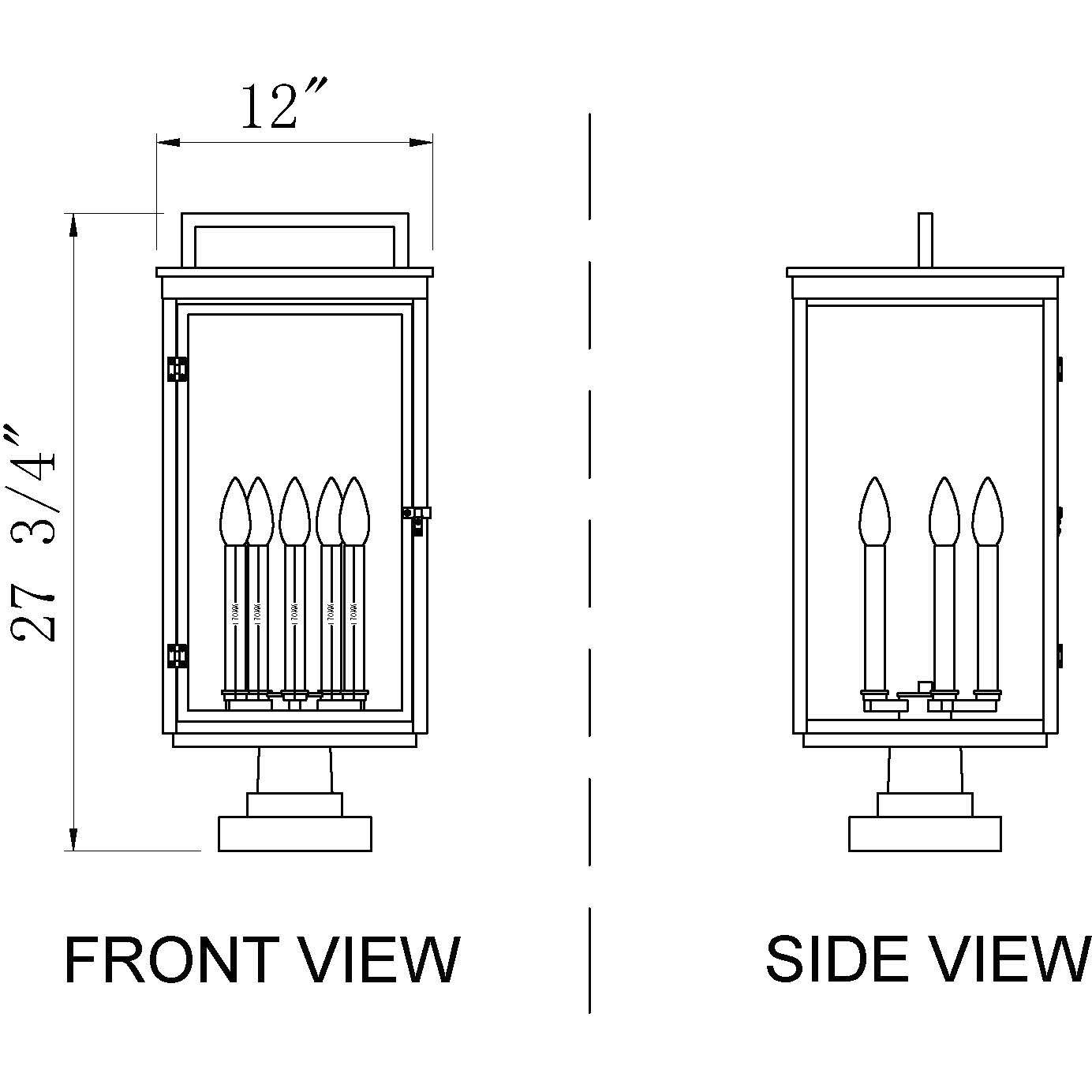 Hartwell 5 Light 27.75 inch Sand Black Outdoor Pier Mounted Fixture