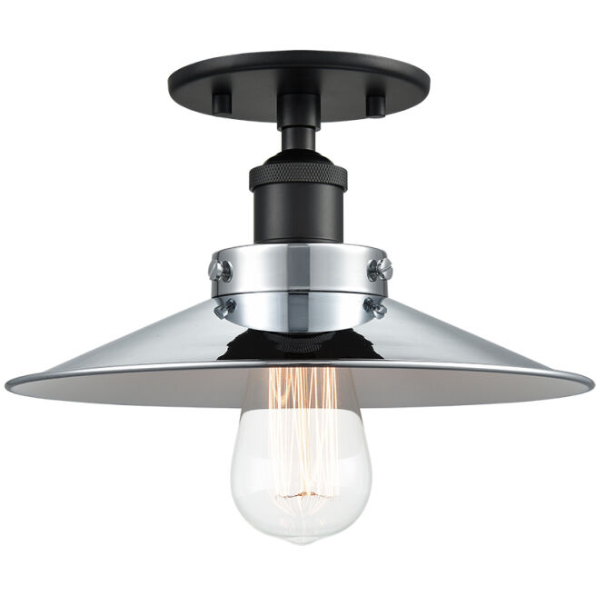 Bulstrode's Workshop 1 Light 10.25 inch Black Flush Mount Ceiling Light in Black and Chrome