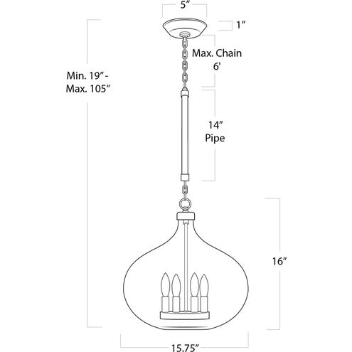 Coastal Living Dover 4 Light 15.75 inch Polished Nickel Pendant Ceiling Light