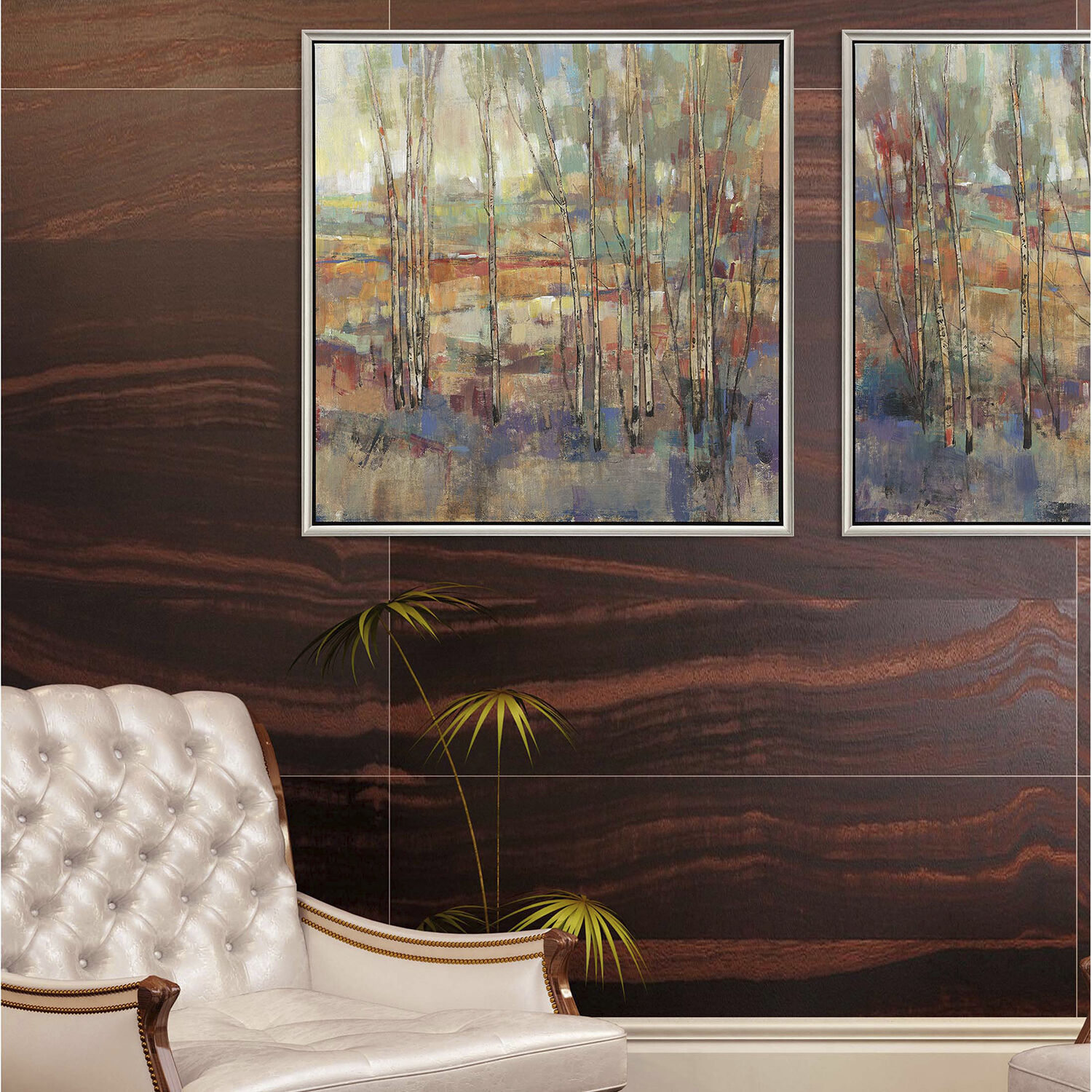 Kaleidoscopic Forest Multi and Brown and Purple and Orange Canvas