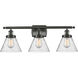 Ballston Large Cone 3 Light 26 inch Oil Rubbed Bronze Bath Vanity Light Wall Light in Seedy Glass, Ballston