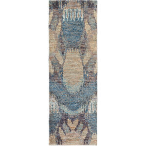 Scarborough 96 X 30 inch Purple and Blue Runner, Jute