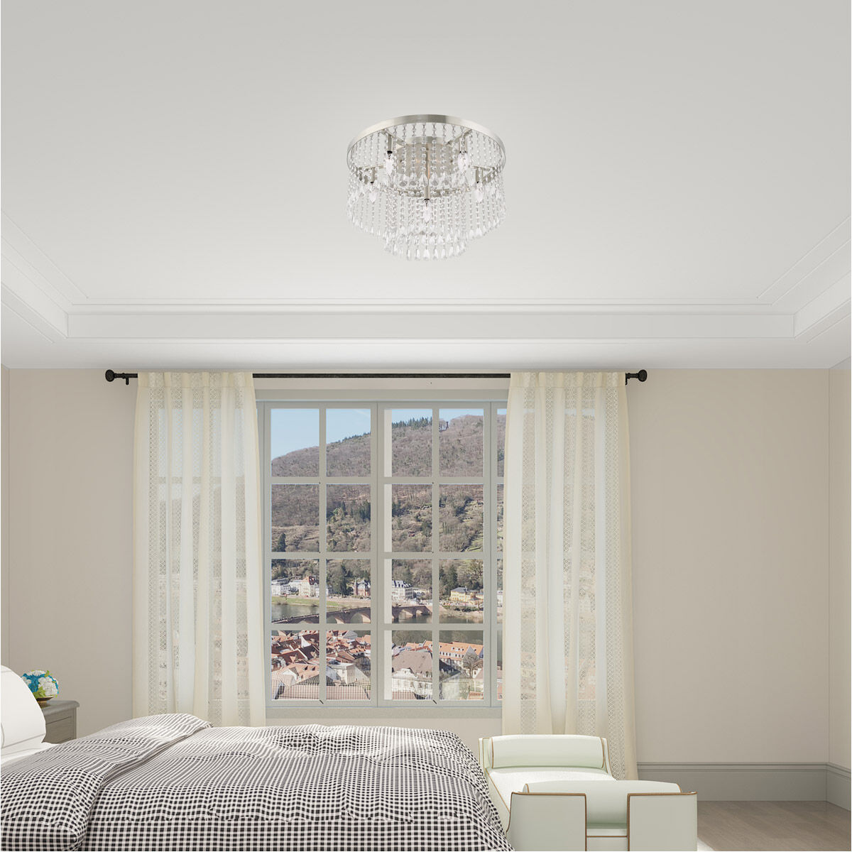 Elizabeth 6 Light 22 inch Brushed Nickel Flush Mount Ceiling Light