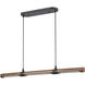 Wyatt LED 40.5 inch Matte Black with Walnut Linear Chandelier Ceiling Light