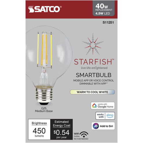 Starfish LED G25 Medium 4.50 watt 2700K LED Globe Light 