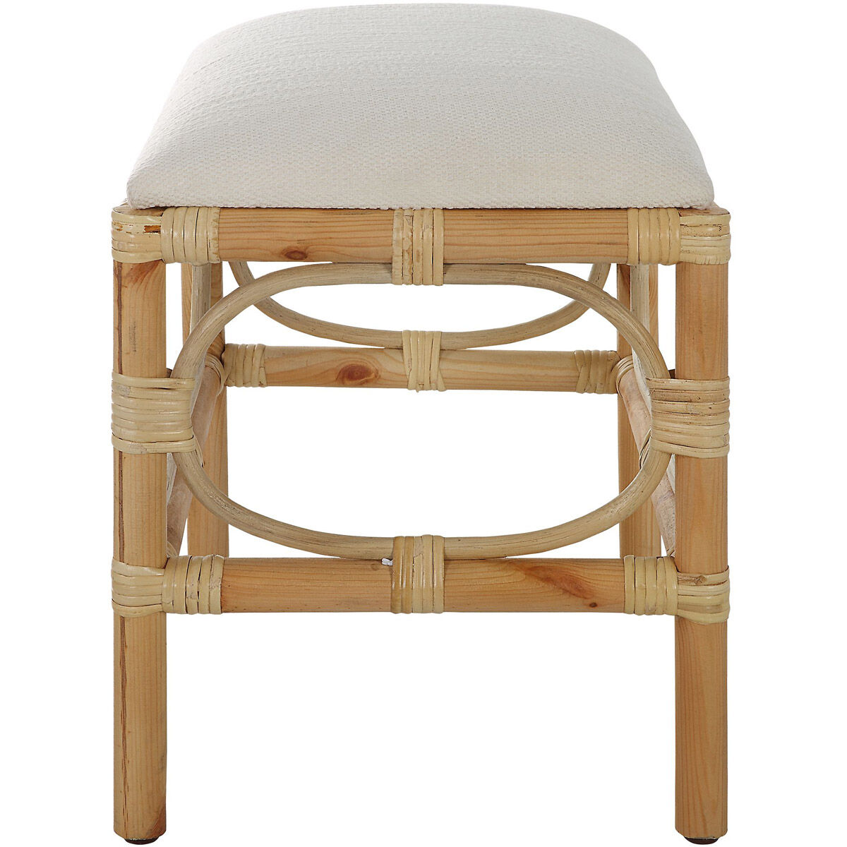 Laguna White and Naturally Finished Solid Wood Bench, Small