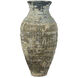 Lipari Antique White and Blue Drip Outdoor Urn, Extra Large