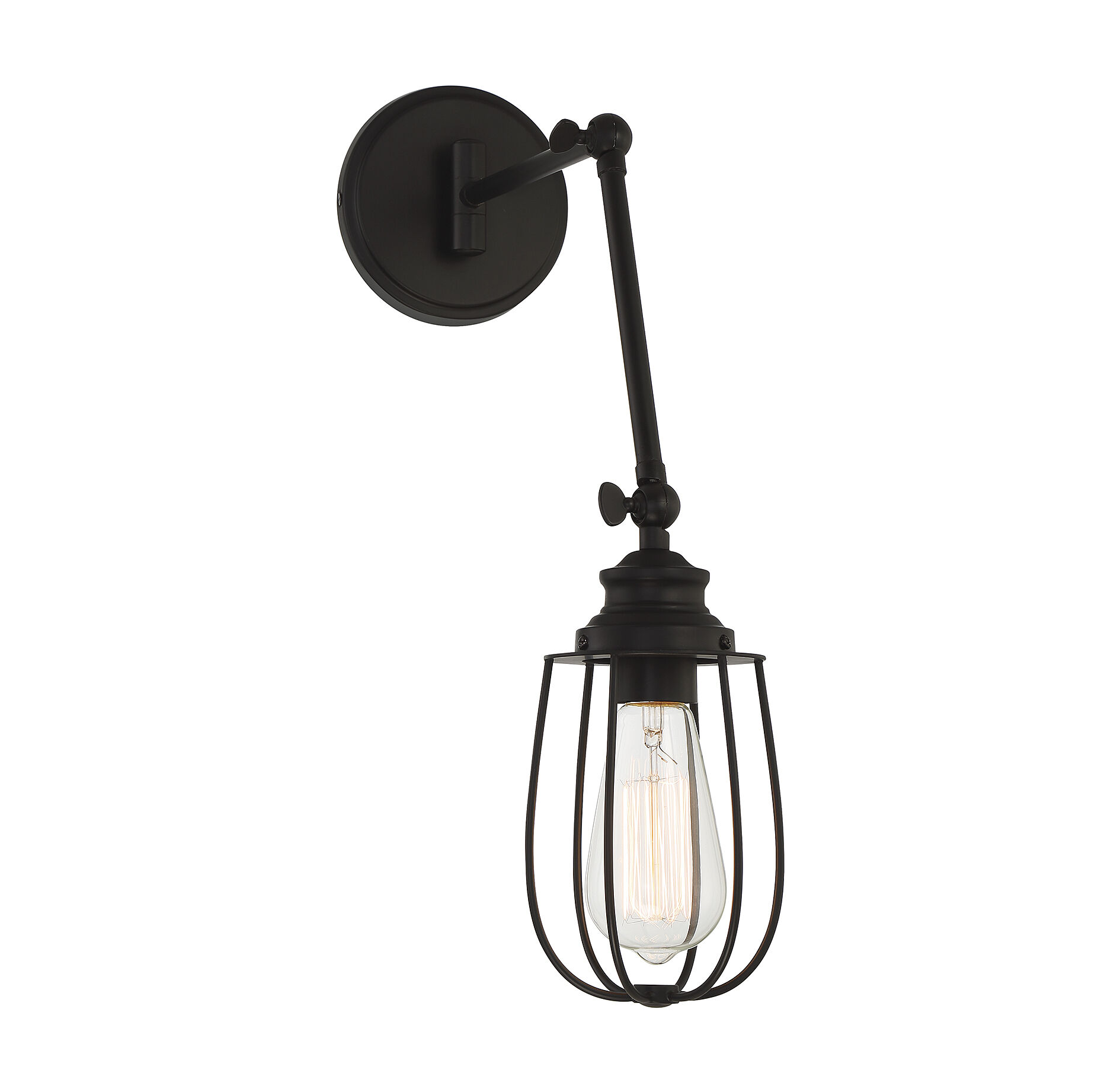 Industrial 5 inch 60 watt Matte Black Adjustable Wall Sconce Wall Light