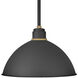 Foundry Dome 1 Light 16 inch Textured Black with Brass Outdoor Pendant Barn Light