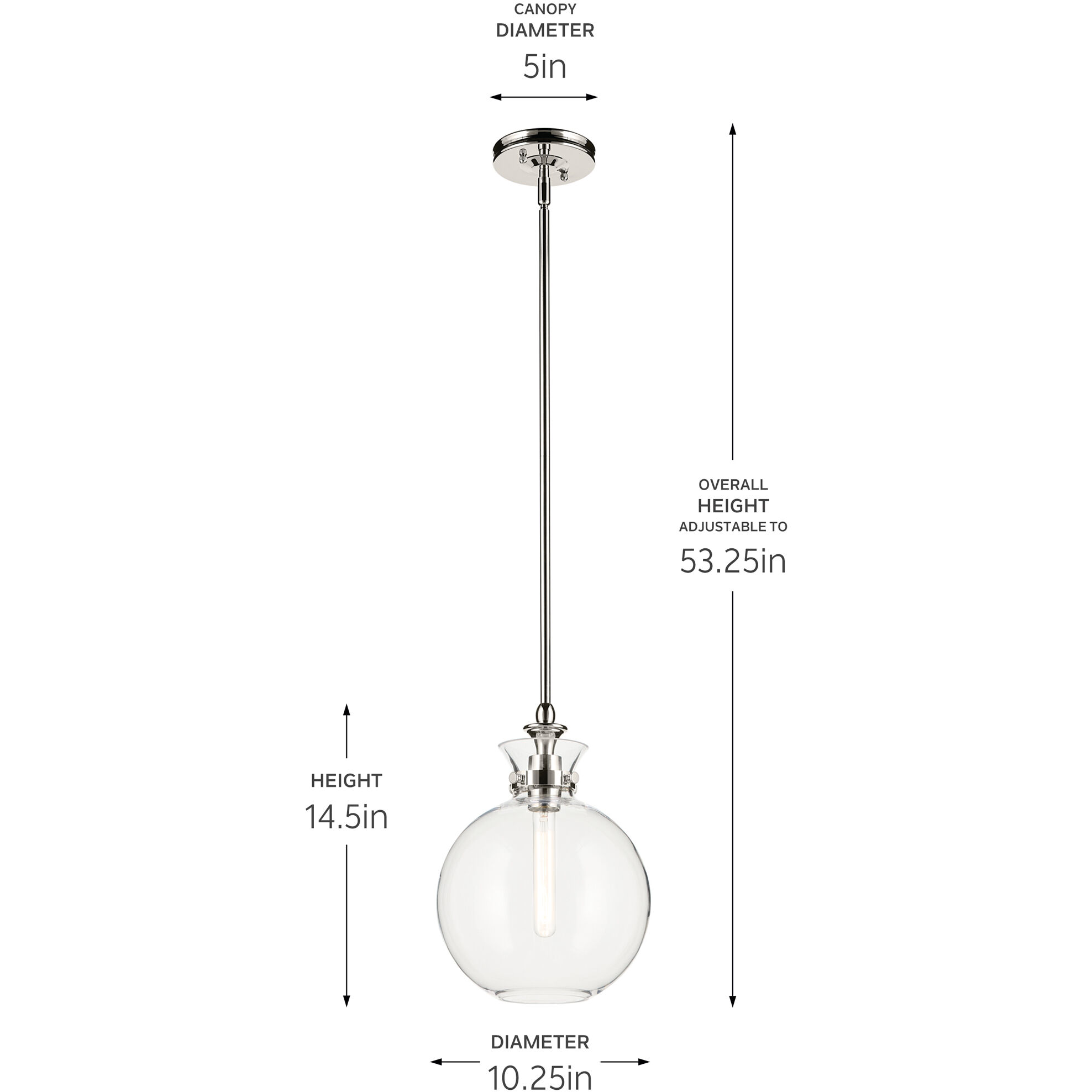 Laria 1 Light Polished Nickel Pendant Ceiling Light in Clear