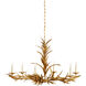 Claire Bell 6 Light 42 inch Antique Gold Leaf Chandelier Ceiling Light