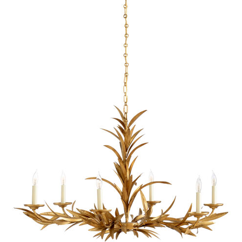 Claire Bell 6 Light 42 inch Antique Gold Leaf Chandelier Ceiling Light