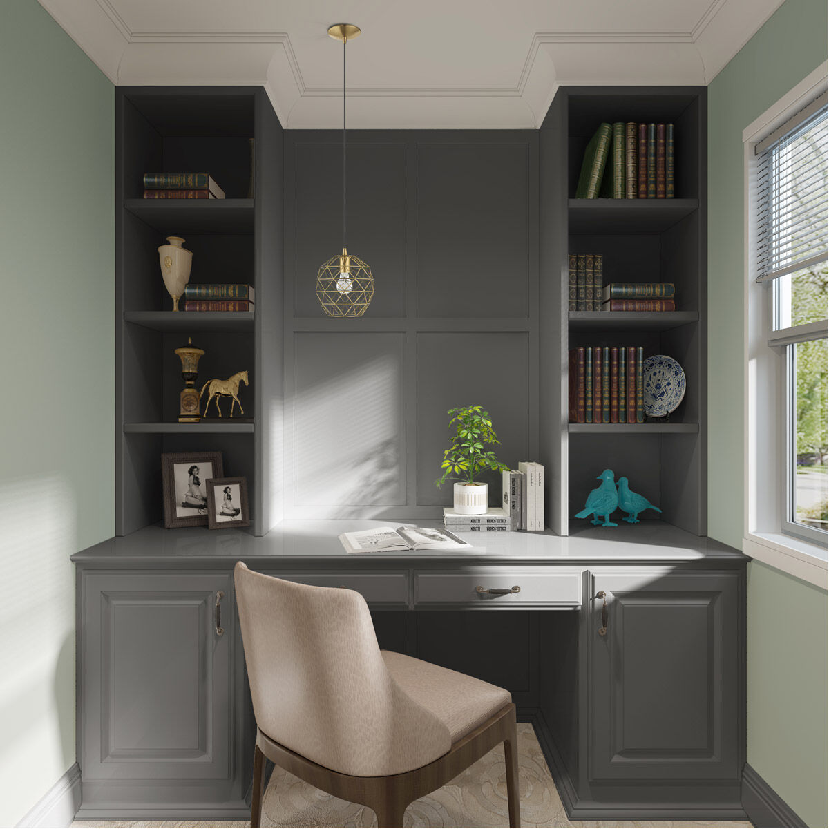 Geometric 1 Light 8 inch Antique Brass Mini Pendant Ceiling Light