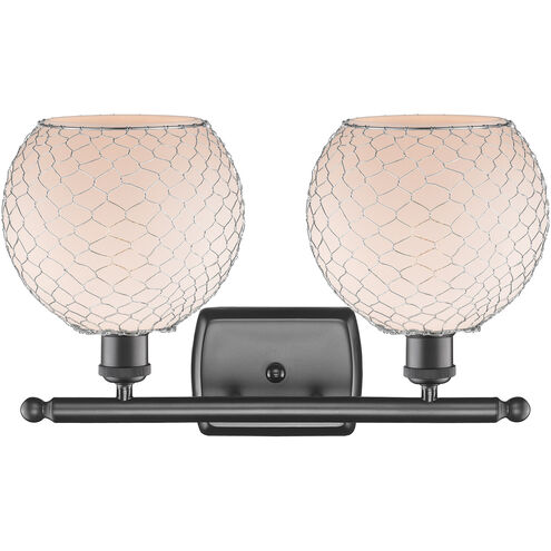 Ballston Farmhouse Chicken Wire 2 Light 16 inch Oil Rubbed Bronze Bath Vanity Light Wall Light, Ballston