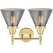 Caden 2 Light 17 inch Satin Brass Bath Vanity Light Wall Light in Plated Smoke Glass