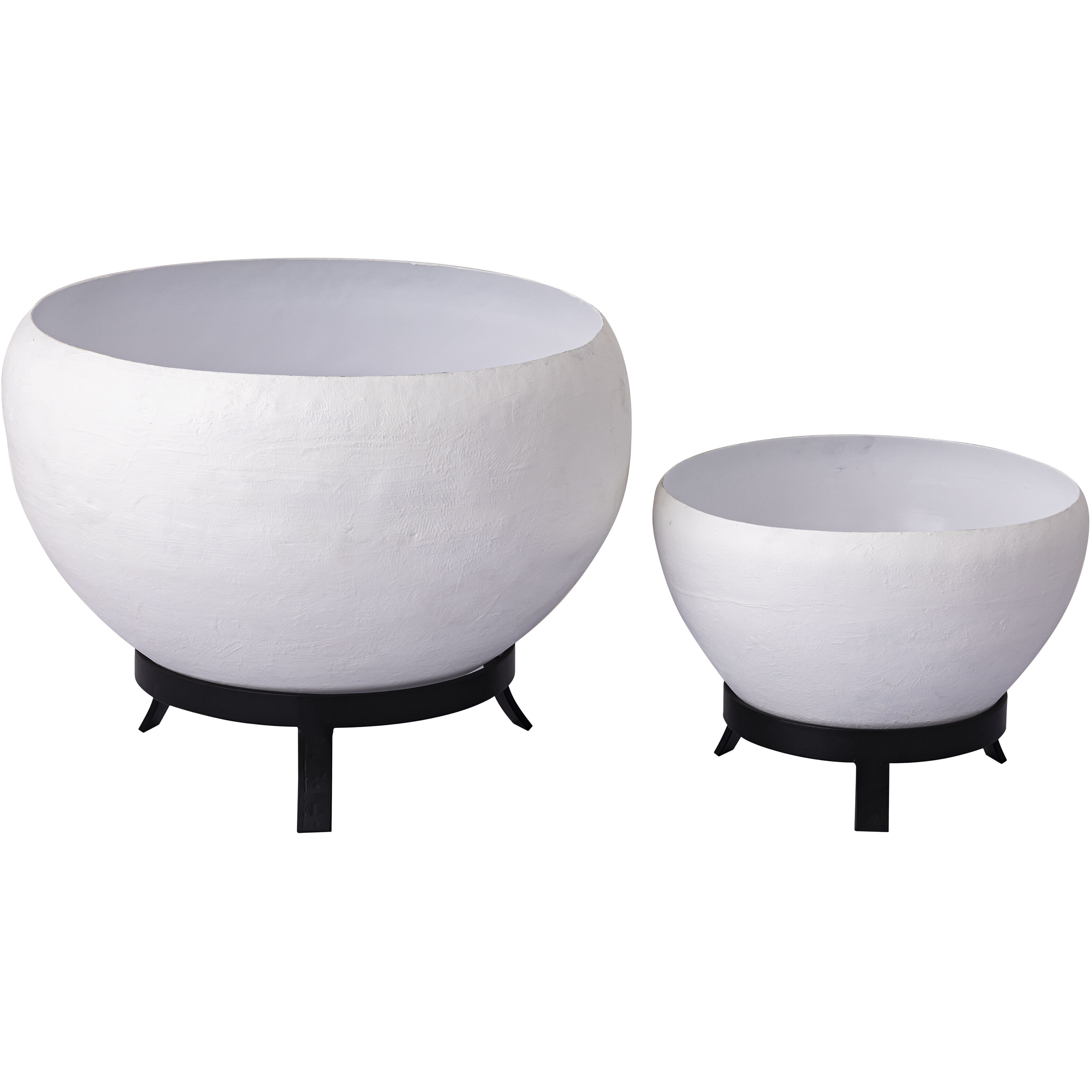 Teris Plaster White with Aged Black Indoor Planter