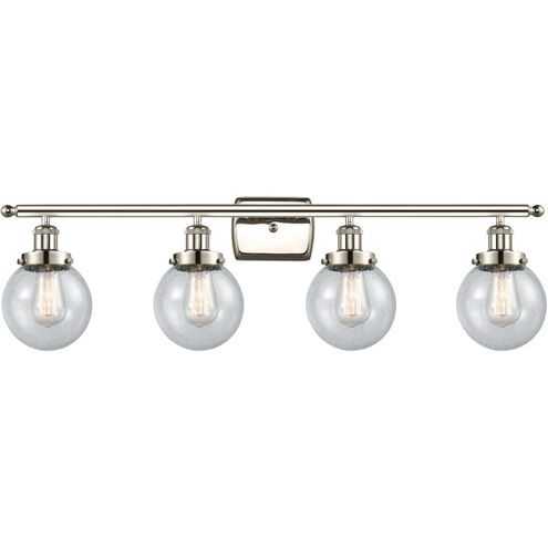 Ballston Beacon 4 Light 36 inch Polished Nickel Bath Vanity Light Wall Light in Seedy Glass