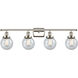 Ballston Beacon 4 Light 36 inch Polished Nickel Bath Vanity Light Wall Light in Seedy Glass