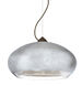 Brio 1 Light Bronze Pendant Ceiling Light in Silver Foil Glass, Halogen