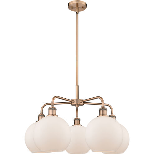 Athens 5 Light 26 inch Antique Copper Chandelier Ceiling Light in Matte White