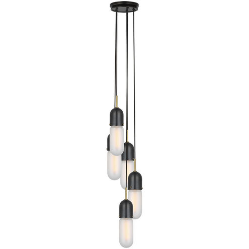 Thomas O'Brien Junio LED 9.25 inch Bronze and Brass Pendant Ceiling Light in Frosted Glass, Bronze and Hand-Rubbed Antique Brass