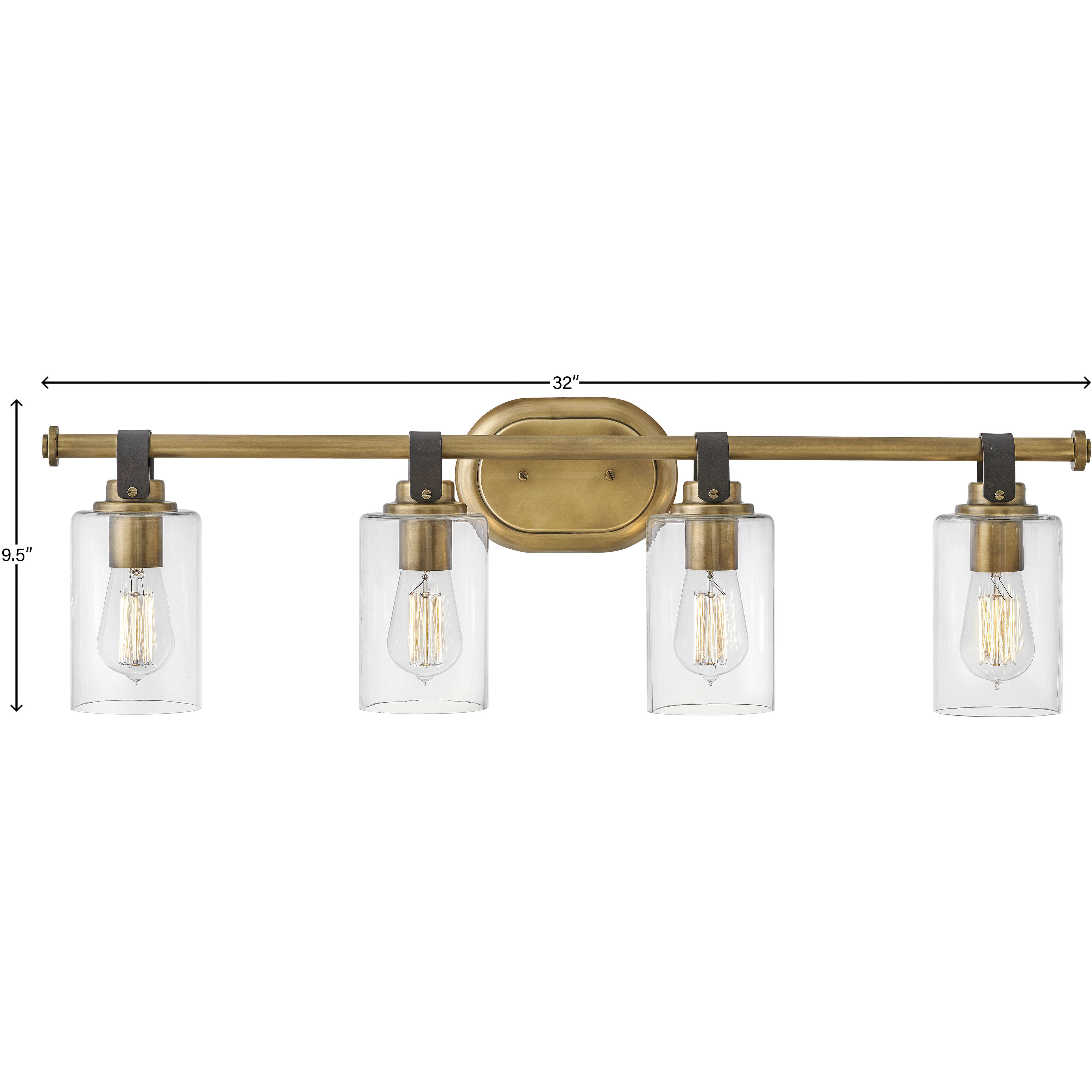 Halstead 4 Light 32 inch Heritage Brass Vanity Light Wall Light