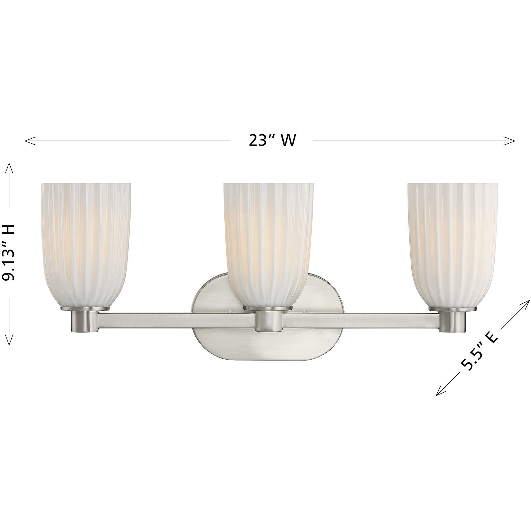 Baldwin 3 Light 23 inch Satin Nickel Bathroom Vanity Light Wall Light, Essentials