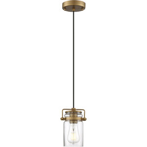 Antebellum 1 Light 5 inch Vintage Brass and Clear Mini Pendant Ceiling Light
