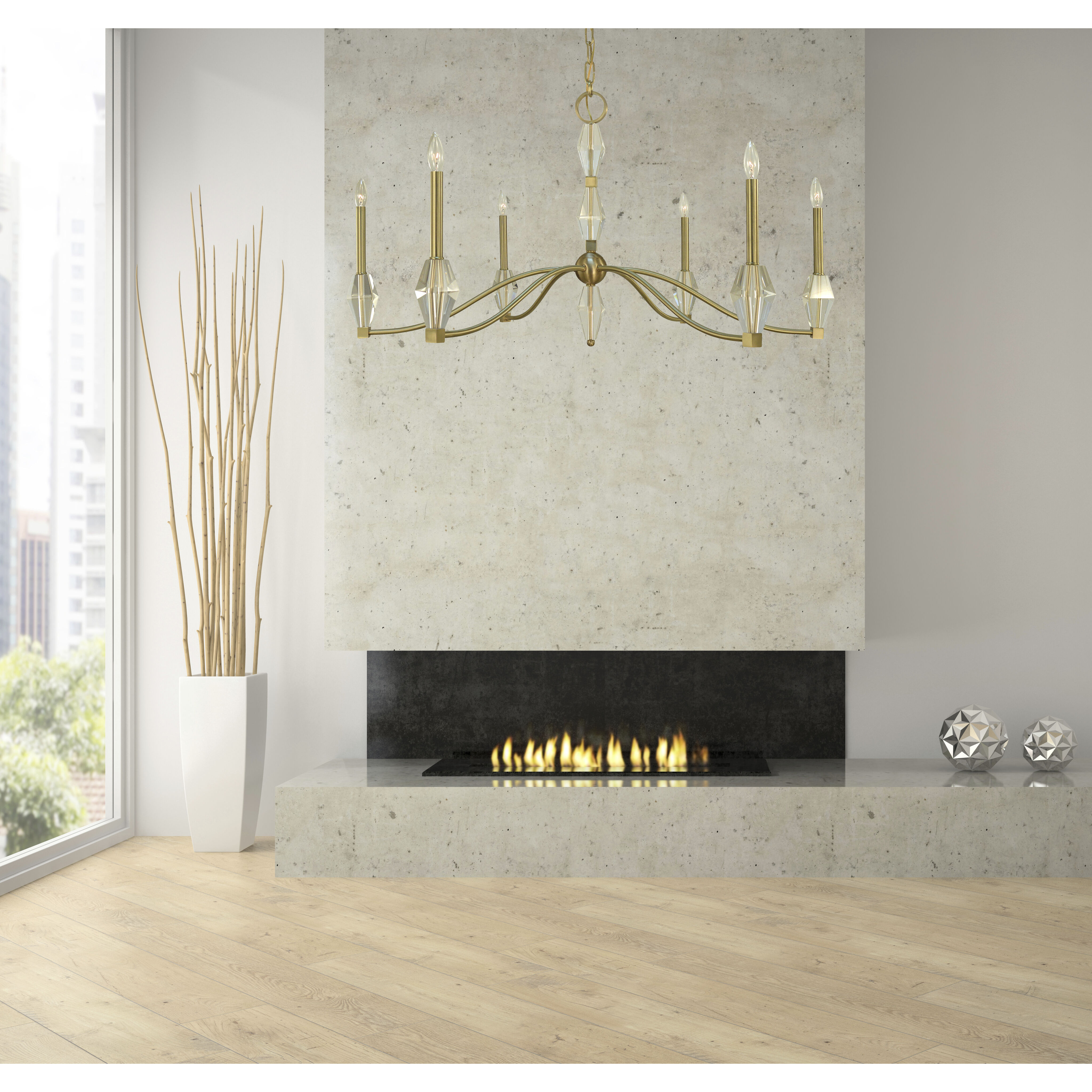 Vivian 6 Light 46 inch Brushed Brass Dining Chandelier Ceiling Light