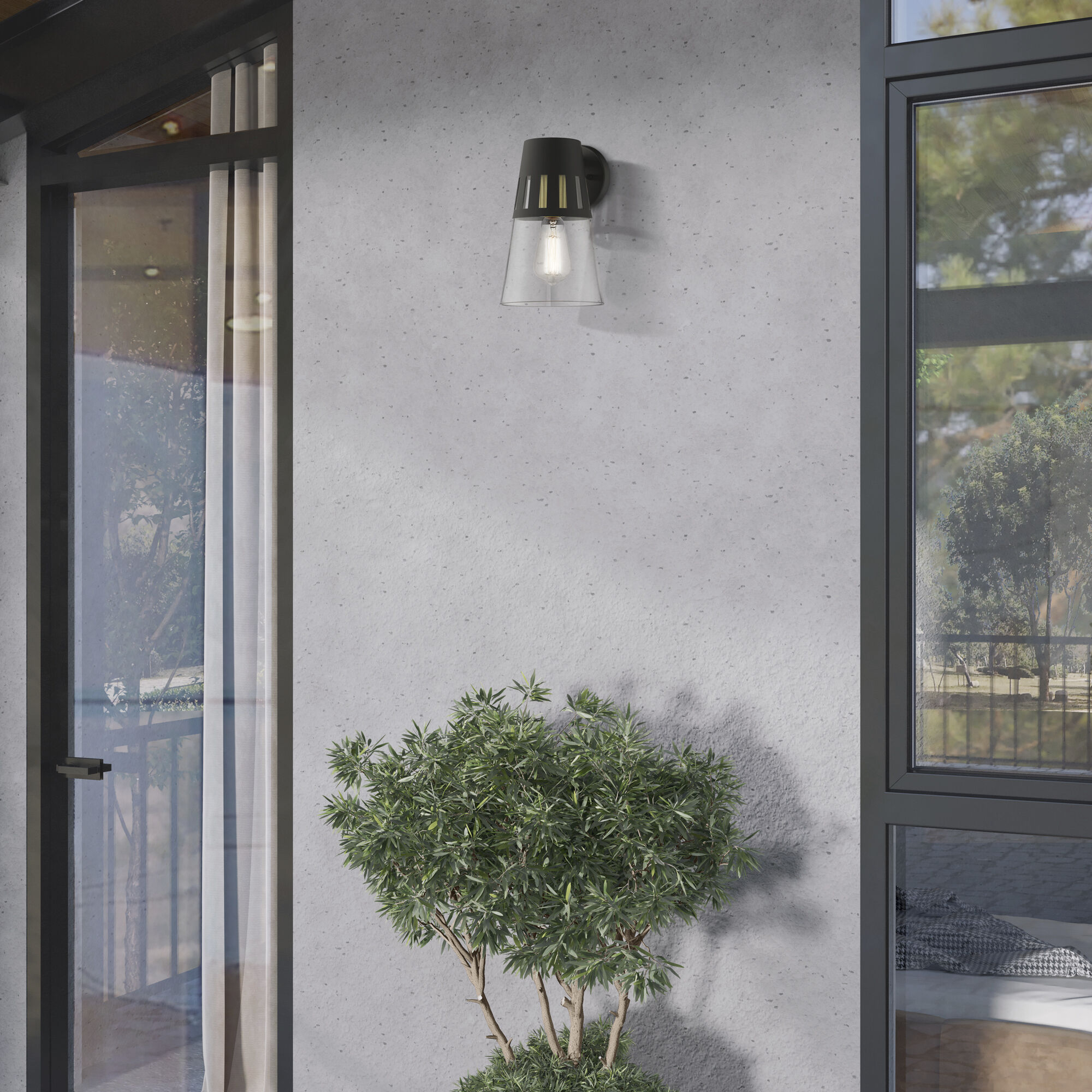 Covington 1 Light 11 inch Black with Soft Gold Finish Accents Outdoor Wall Lantern, Medium