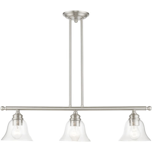 Moreland 3 Light 30 inch Brushed Nickel Linear Chandelier Ceiling Light