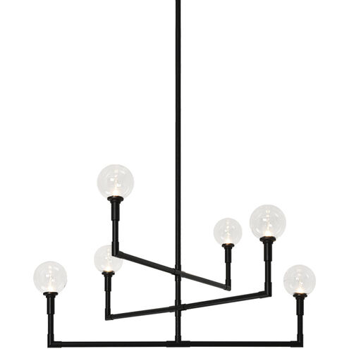 Candlestix 6 Light 37.88 inch Black Chandelier Ceiling Light in Black and Clear