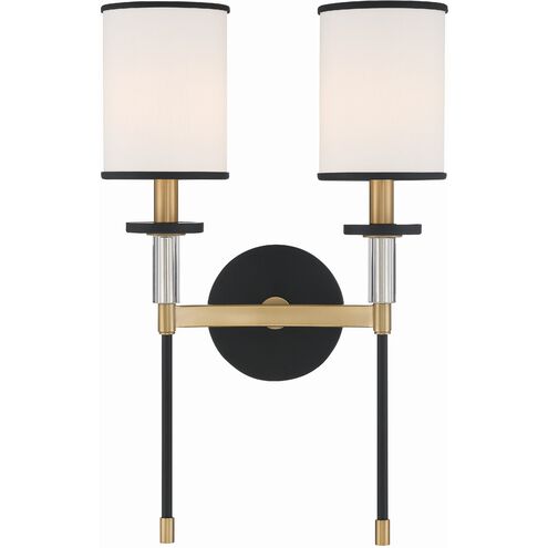 Hatfield 2 Light 12 inch Black Forged and Vibrant Gold Sconce Wall Light in Black Forged with Vibrant Gold