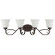 Barrett Place 4 Light 33 inch Mocha Bronze Vanity Light Wall Light in White Frosted Glass