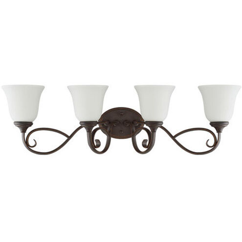 Barrett Place 4 Light 33 inch Mocha Bronze Vanity Light Wall Light in White Frosted Glass