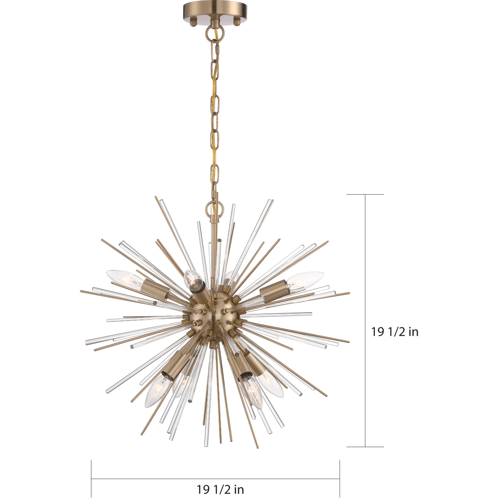 Cirrus 8 Light 20 inch Vintage Brass Chandelier Ceiling Light
