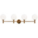 Cosmo 1 Light 36 inch Aged Gold Brass Wall Sconce Wall Light in Aged Gold Brass and Opal Glass