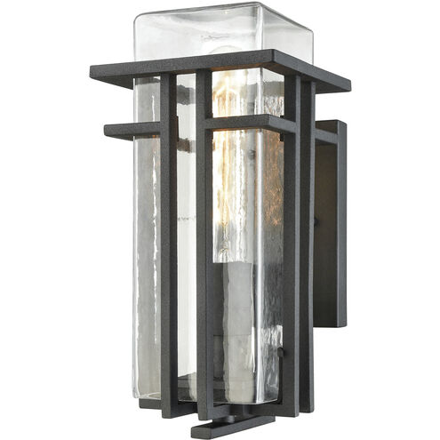 Croftwell 1 Light 12 inch Textured Matte Black with Clear Outdoor Wall Sconce