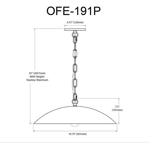 Ofelia 1 Light 19.75 inch Matte White/Aged Brass Pendant Ceiling Light