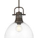Yep Duncan 1 Light 14 inch Rubbed Bronze Pendant Ceiling Light in Clear Glass