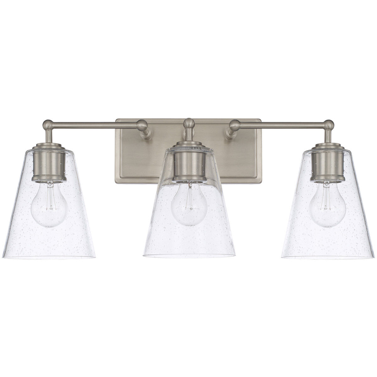 Murphy 3 Light 23.5 inch Brushed Nickel Vanity Light Wall Light in Clear Seeded
