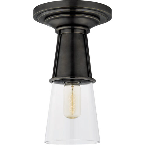 Thomas O'Brien Robinson 1 Light 7 inch Bronze Flush Mount Ceiling Light in Clear Glass, Small