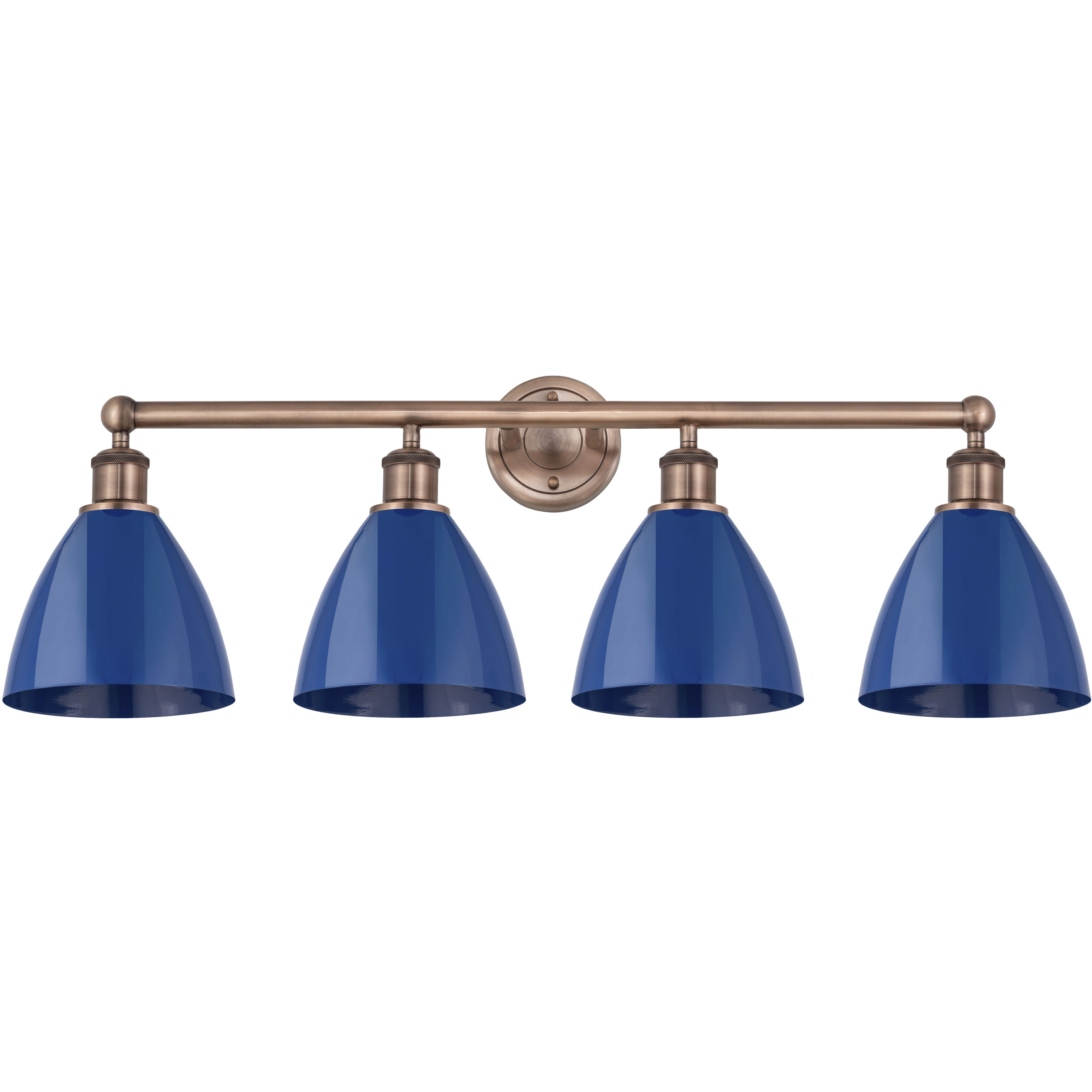 Plymouth Dome 4 Light 34.5 inch Antique Copper Bath Vanity Light Wall Light in Blue